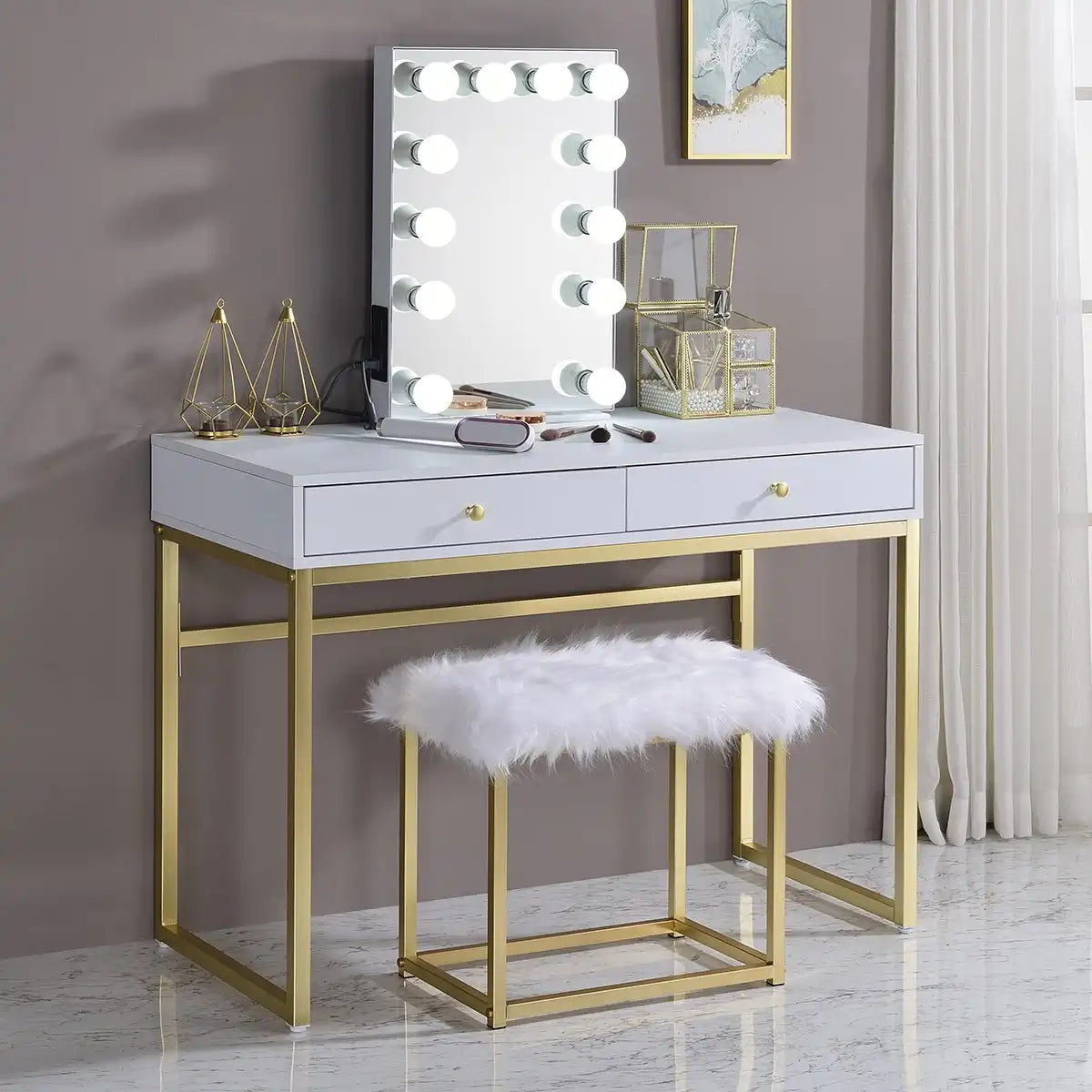 Copy of Makeup Vanity Dressing Table, Vanity Desk with Drawers for Women Girls - Goteud