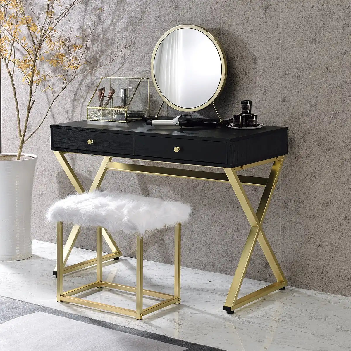 Makeup Vanity Dressing Table, Vanity Desk with Drawers for Women Girls - Goteud