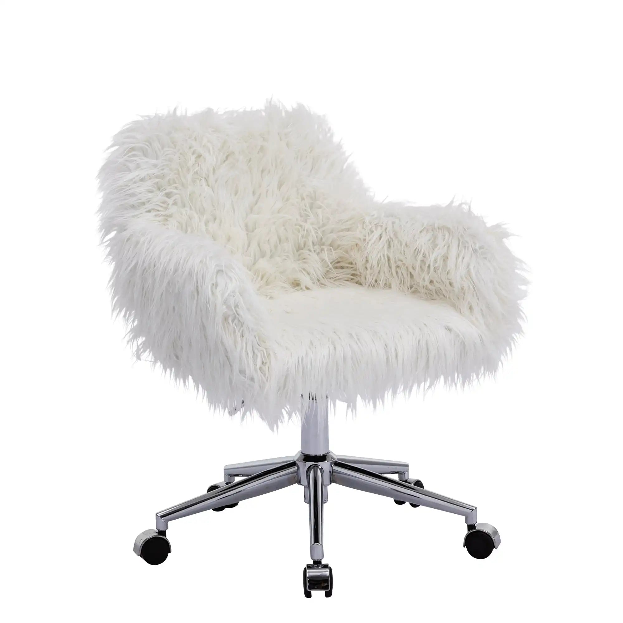 Office Desk Chair with Mid-Back Modern Tufted Velvet Computer Chair Swivel Height Adjustable Accent Chair with Wheels and Metal Base with Arms - Goteud