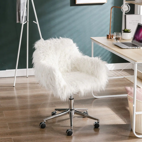 Office Desk Chair with Mid-Back Modern Tufted Velvet Computer Chair Swivel Height Adjustable Accent Chair with Wheels and Metal Base with Arms - Goteud