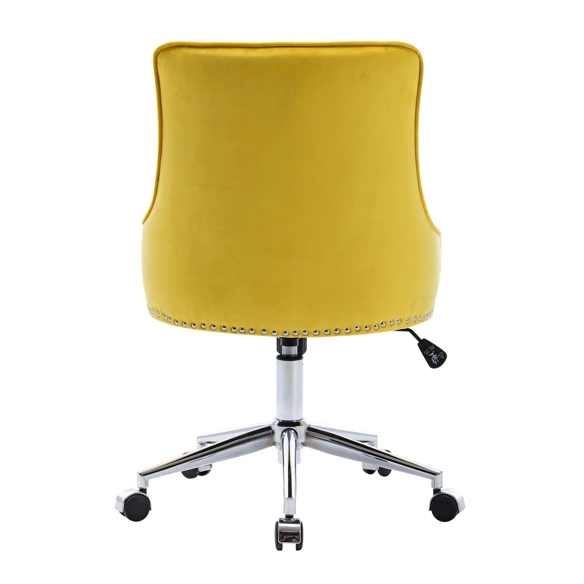 Office Desk Chair with Mid-Back Modern Tufted Velvet Computer Chair Swivel Height Adjustable Accent Chair with Wheels and Metal Base with Arms - Goteud